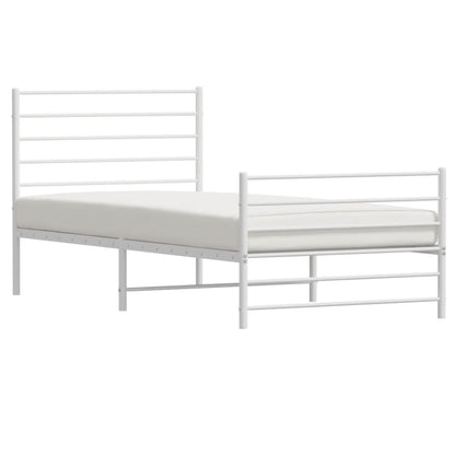 White Metal Bed Frame with Footboard - 75x190cm (No Mattress)