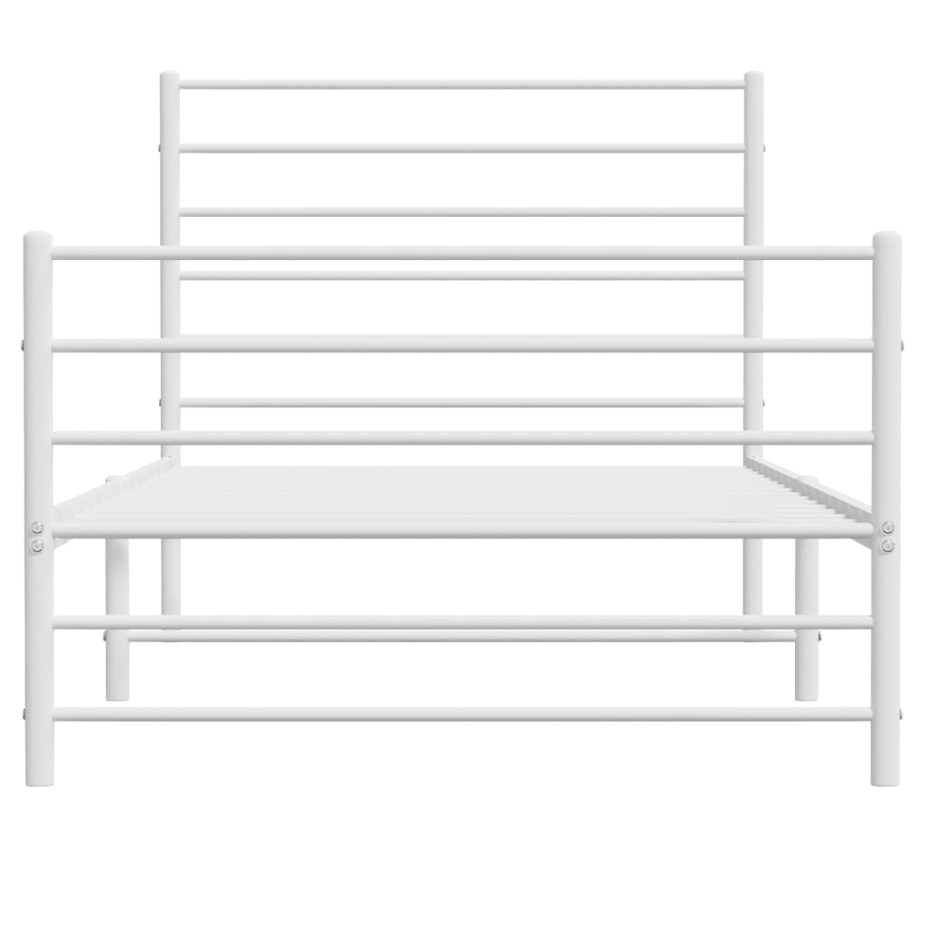 White Metal Bed Frame with Footboard - 75x190cm (No Mattress)