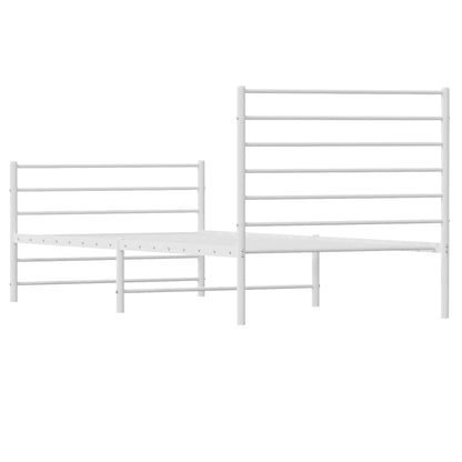 White Metal Bed Frame with Footboard - 75x190cm (No Mattress)