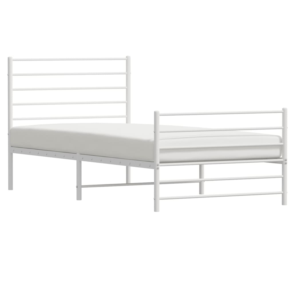 White Metal Bed Frame 80x200cm with Footboard - No Mattress Included