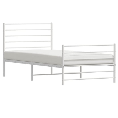 White Metal Bed Frame 80x200cm with Footboard - No Mattress Included