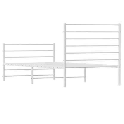 White Metal Bed Frame 80x200cm with Footboard - No Mattress Included