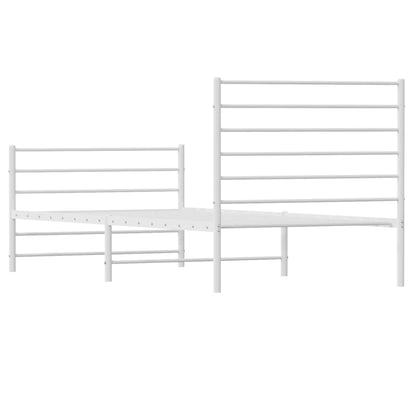 White Metal Bed Frame with Footboard, 90x190cm – Mattress Not Included