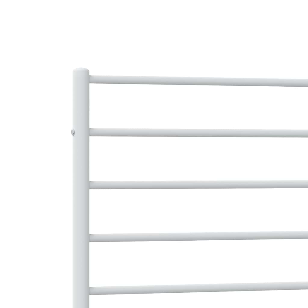 White Metal Bed Frame with Footboard - 100x190cm, No Mattress