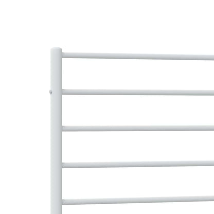 White Metal Bed Frame with Footboard - 100x190cm, No Mattress