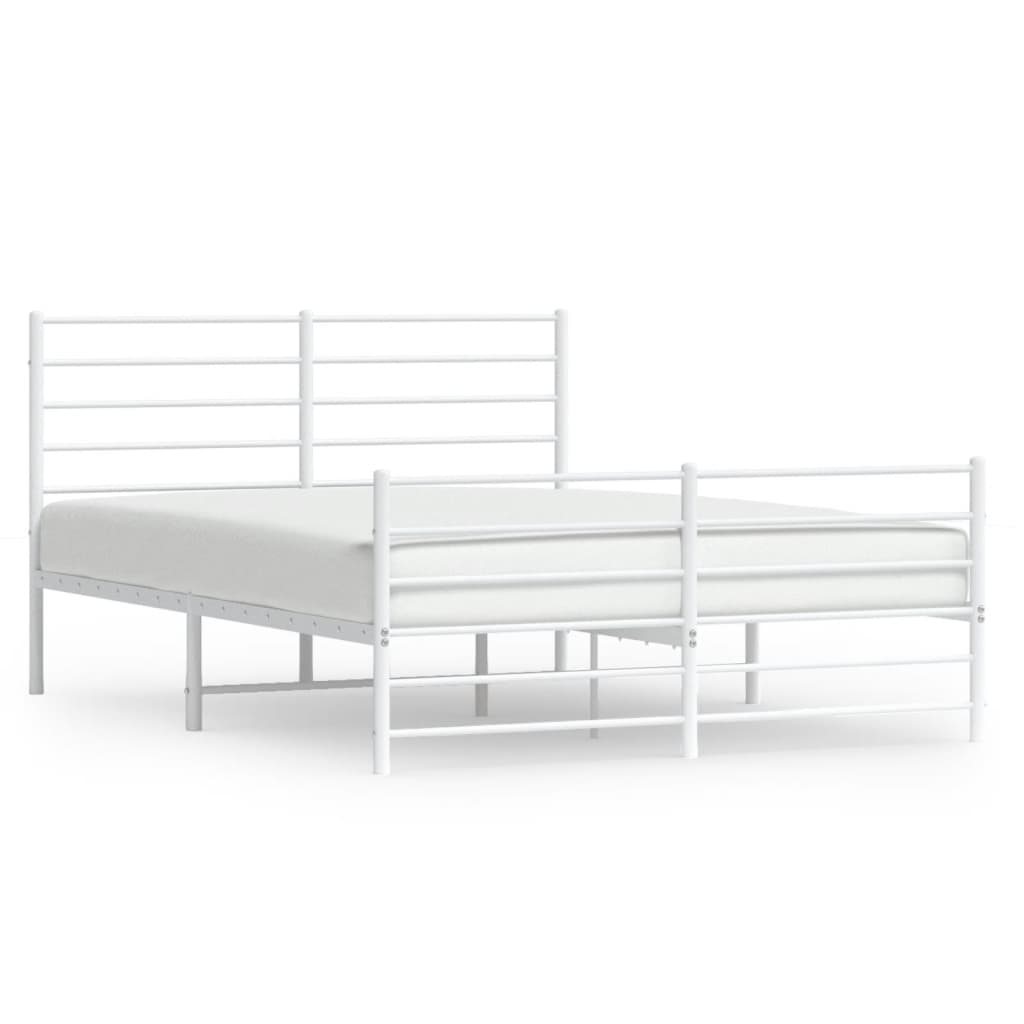 Elegant White Metal Bed Frame with Footboard - 120x200cm