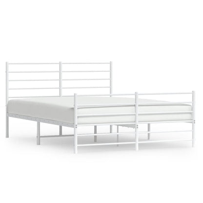 Elegant White Metal Bed Frame with Footboard - 120x200cm
