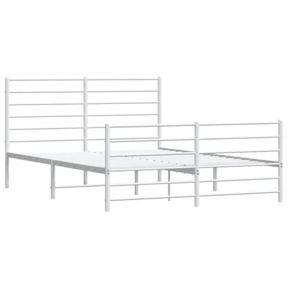 Elegant White Metal Bed Frame with Footboard - 120x200cm