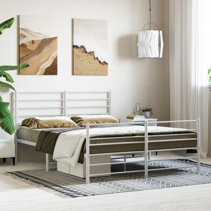 Elegant White Metal Bed Frame with Footboard - 120x200cm
