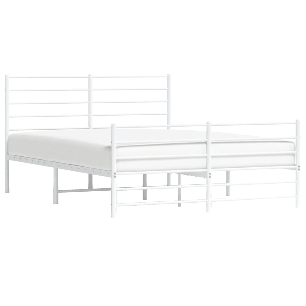 Elegant White Metal Bed Frame with Footboard - 120x200cm