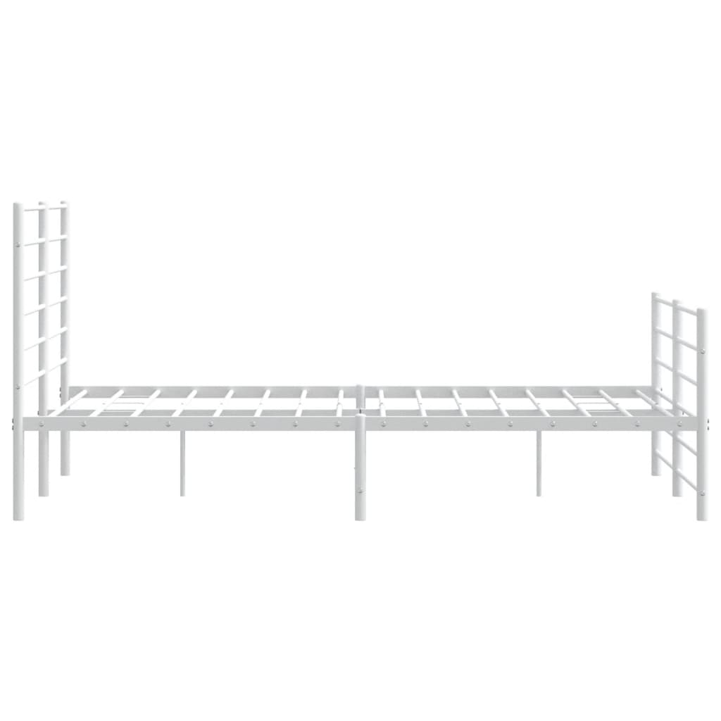 Elegant White Metal Bed Frame with Footboard - 120x200cm
