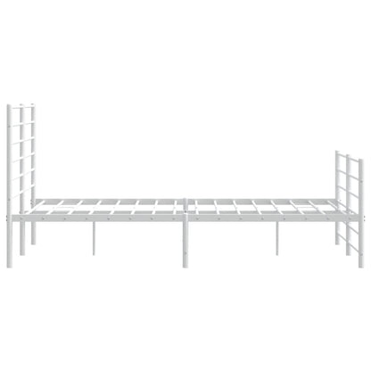 Elegant White Metal Bed Frame with Footboard - 120x200cm
