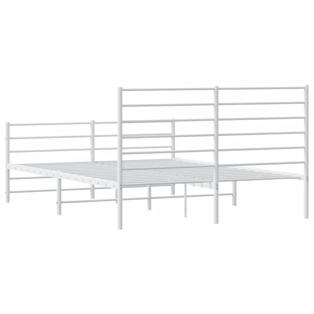 Elegant White Metal Bed Frame with Footboard - 120x200cm