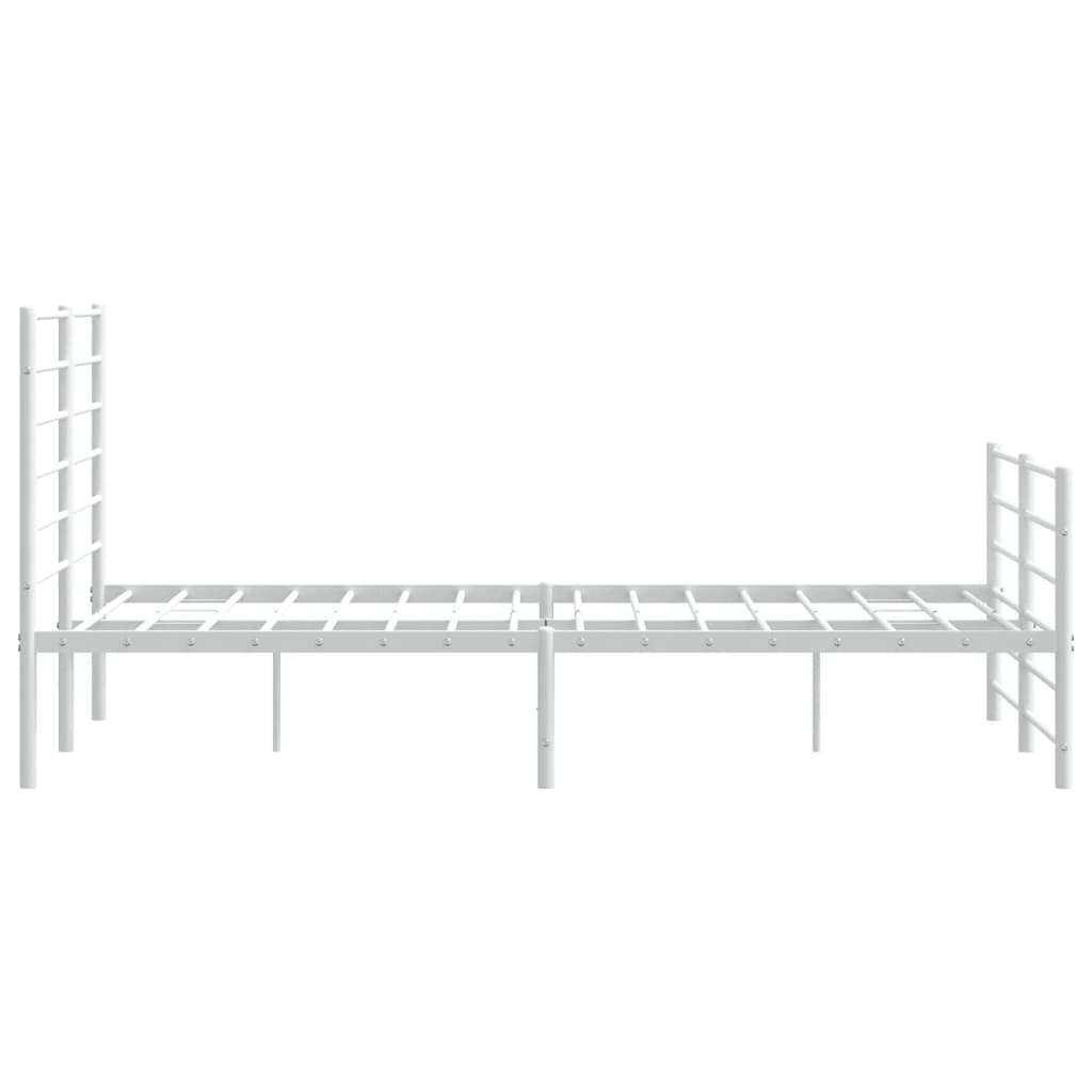 White Metal Bed Frame with Footboard - 140x190cm, Without Mattress