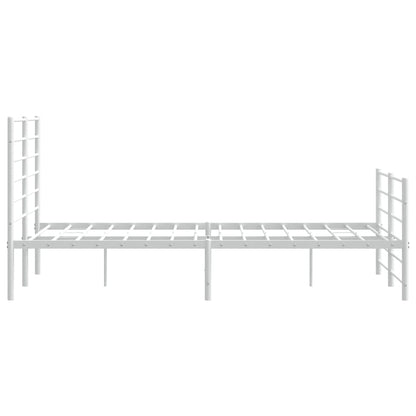 White Metal Bed Frame with Footboard - 140x190cm, Without Mattress