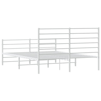 White Metal Bed Frame with Footboard - 140x190cm, Without Mattress