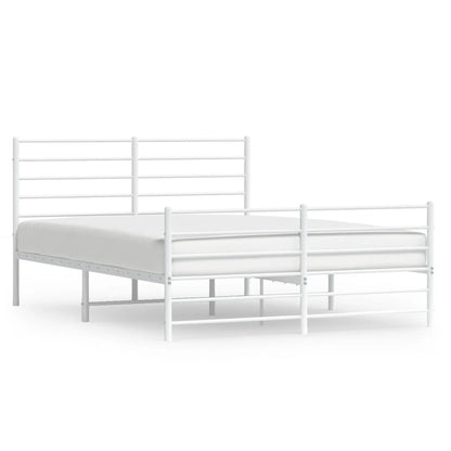 White Metal Bed Frame with Footboard, 160x200cm - No Mattress Included