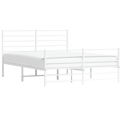 White Metal Bed Frame with Footboard, 160x200cm - No Mattress Included