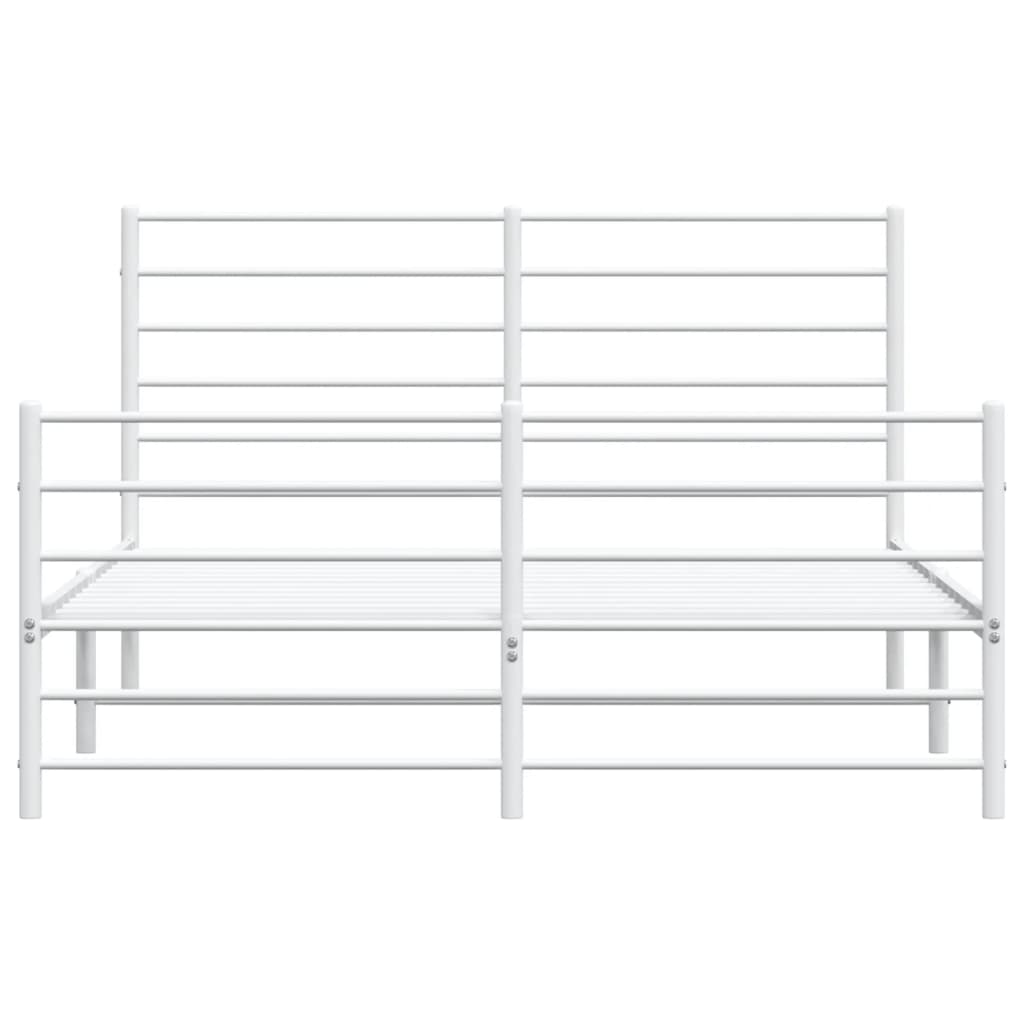 White Metal Bed Frame with Footboard, 160x200cm - No Mattress Included