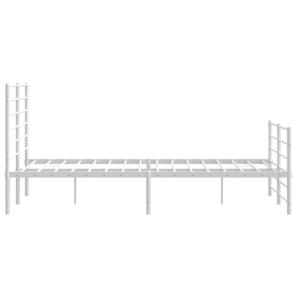 White Metal Bed Frame with Footboard, 160x200cm - No Mattress Included