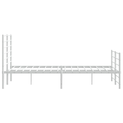 White Metal Bed Frame with Footboard, 160x200cm - No Mattress Included