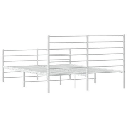 White Metal Bed Frame with Footboard, 160x200cm - No Mattress Included