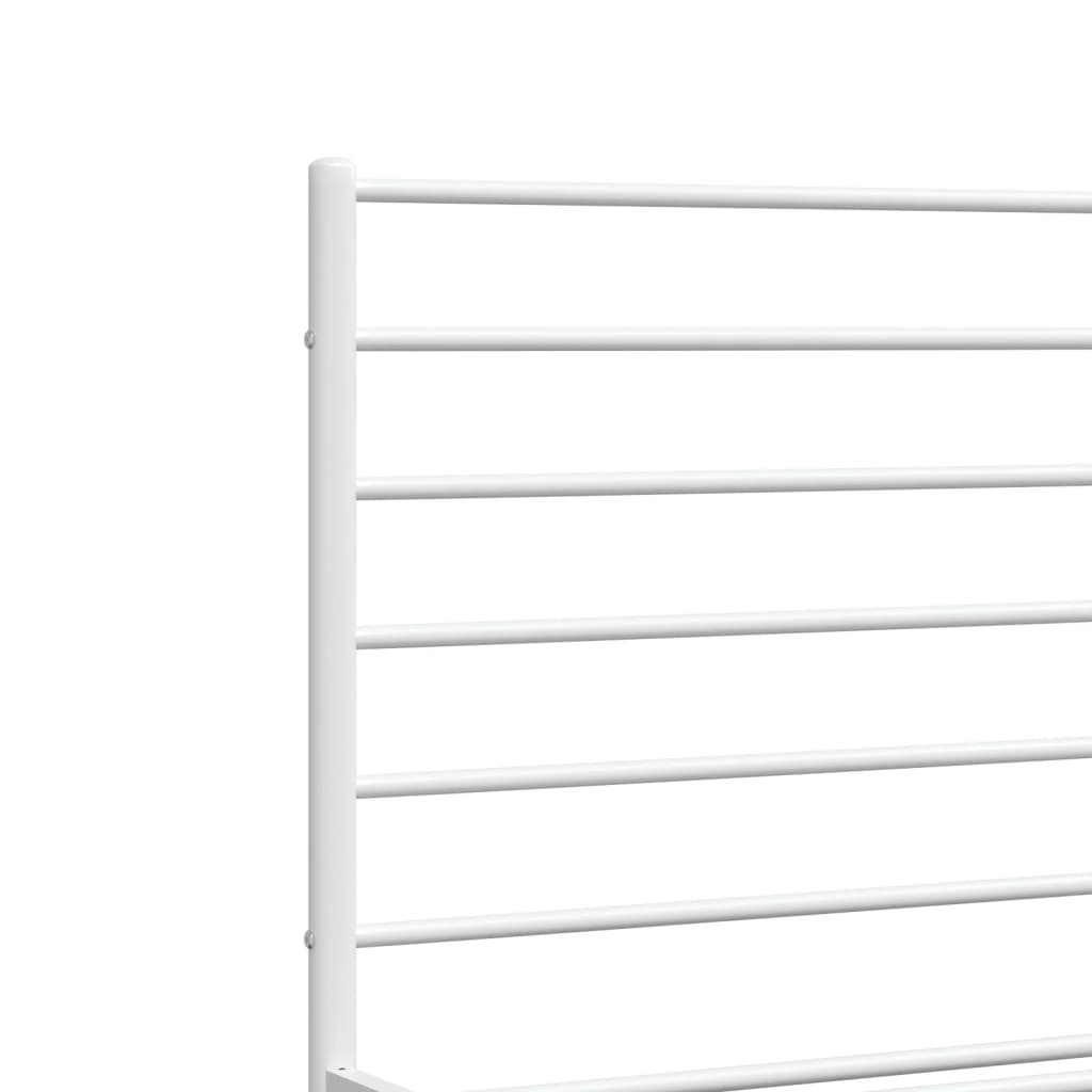 White Metal Bed Frame with Footboard, 160x200cm - No Mattress Included