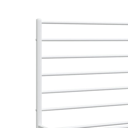 White Metal Bed Frame with Footboard, 160x200cm - No Mattress Included