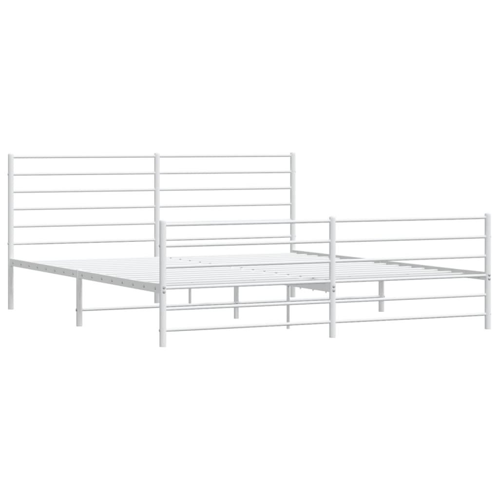 White Metal Bed Frame with Footboard, 180x200cm - No Mattress