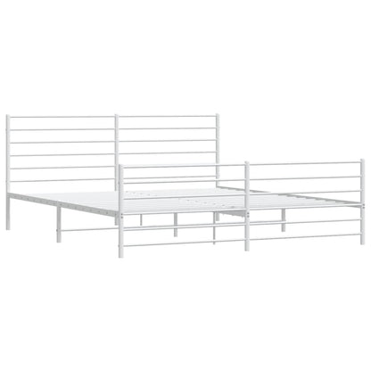 White Metal Bed Frame with Footboard, 180x200cm - No Mattress
