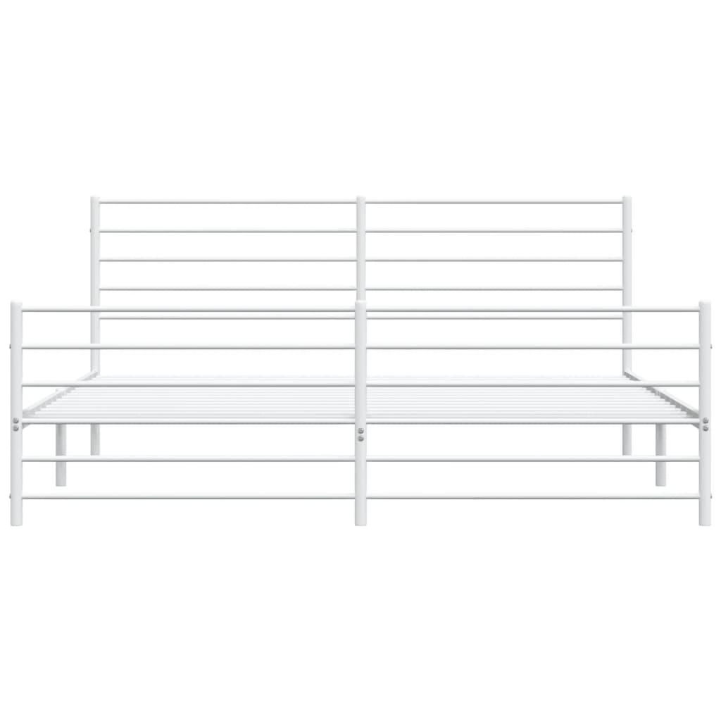 White Metal Bed Frame with Footboard, 180x200cm - No Mattress