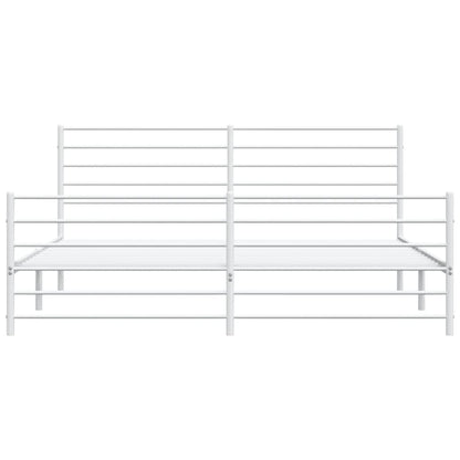 White Metal Bed Frame with Footboard, 180x200cm - No Mattress