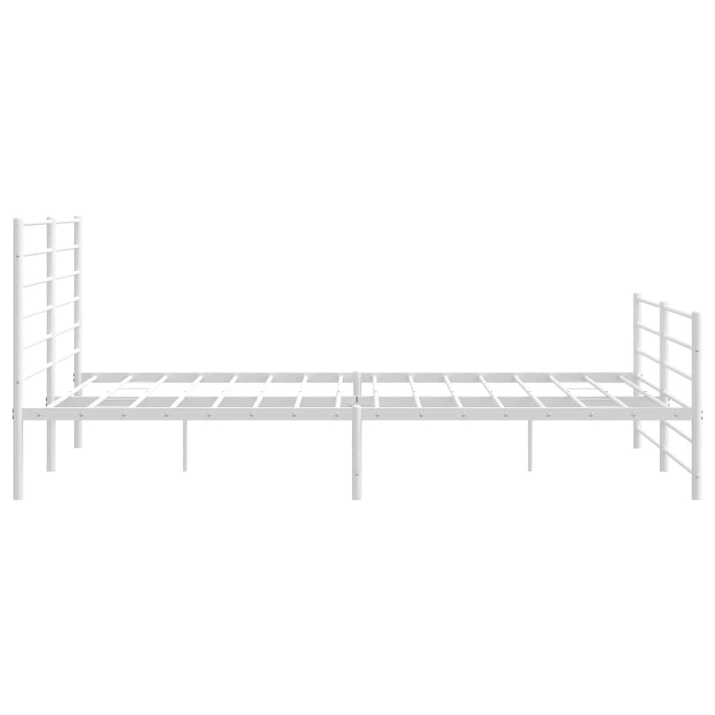 White Metal Bed Frame with Footboard, 180x200cm - No Mattress