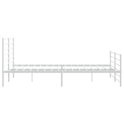 White Metal Bed Frame with Footboard, 180x200cm - No Mattress