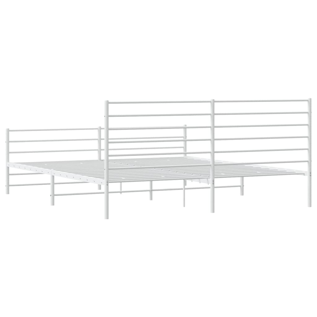 White Metal Bed Frame with Footboard, 180x200cm - No Mattress