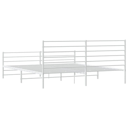 White Metal Bed Frame with Footboard, 180x200cm - No Mattress