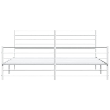 White Metal Bed Frame with Footboard, 183x213cm - No Mattress Included