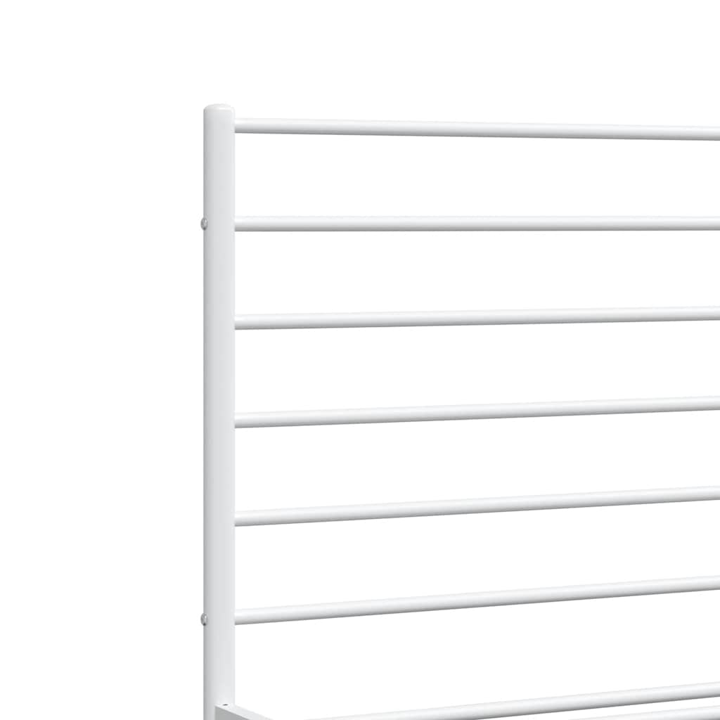 White Metal Bed Frame with Footboard, 183x213cm - No Mattress Included
