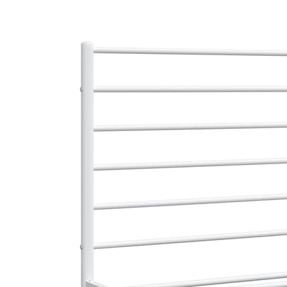 White Metal Bed Frame with Footboard, 183x213cm - No Mattress Included
