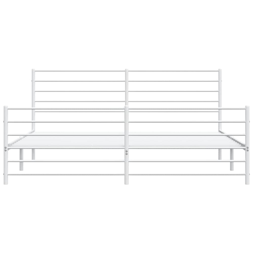 White Metal Bed Frame with Footboard, 193x203cm, No Mattress