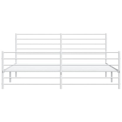 White Metal Bed Frame with Footboard, 193x203cm, No Mattress