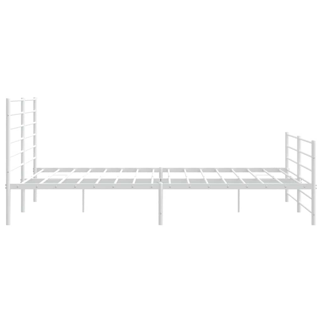 White Metal Bed Frame with Footboard, 193x203cm, No Mattress