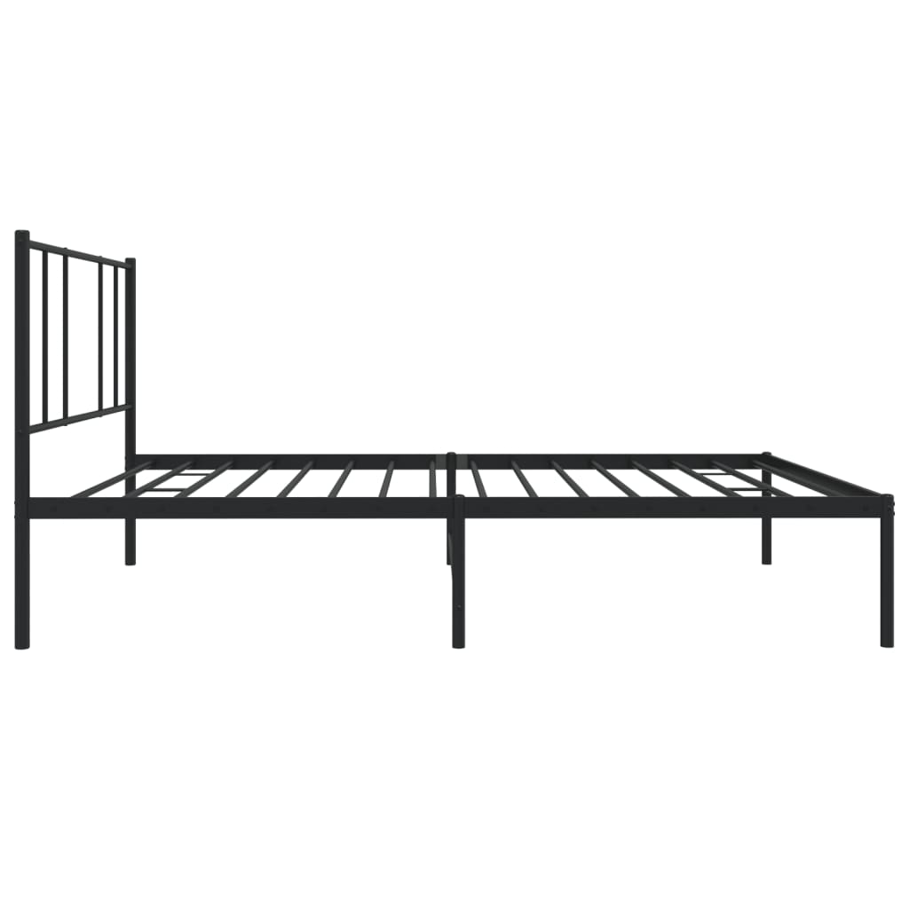 Black Metal Bed Frame with Headboard, 75x190cm - No Mattress Included