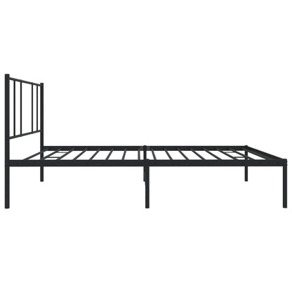 Black Metal Bed Frame with Headboard, 75x190cm - No Mattress Included