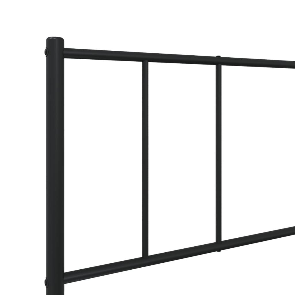 Black Metal Bed Frame with Headboard, 75x190cm - No Mattress Included