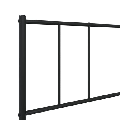 Black Metal Bed Frame with Headboard, 75x190cm - No Mattress Included