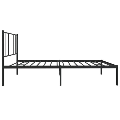Black Metal Bed Frame with Headboard, 90x190cm, No Mattress