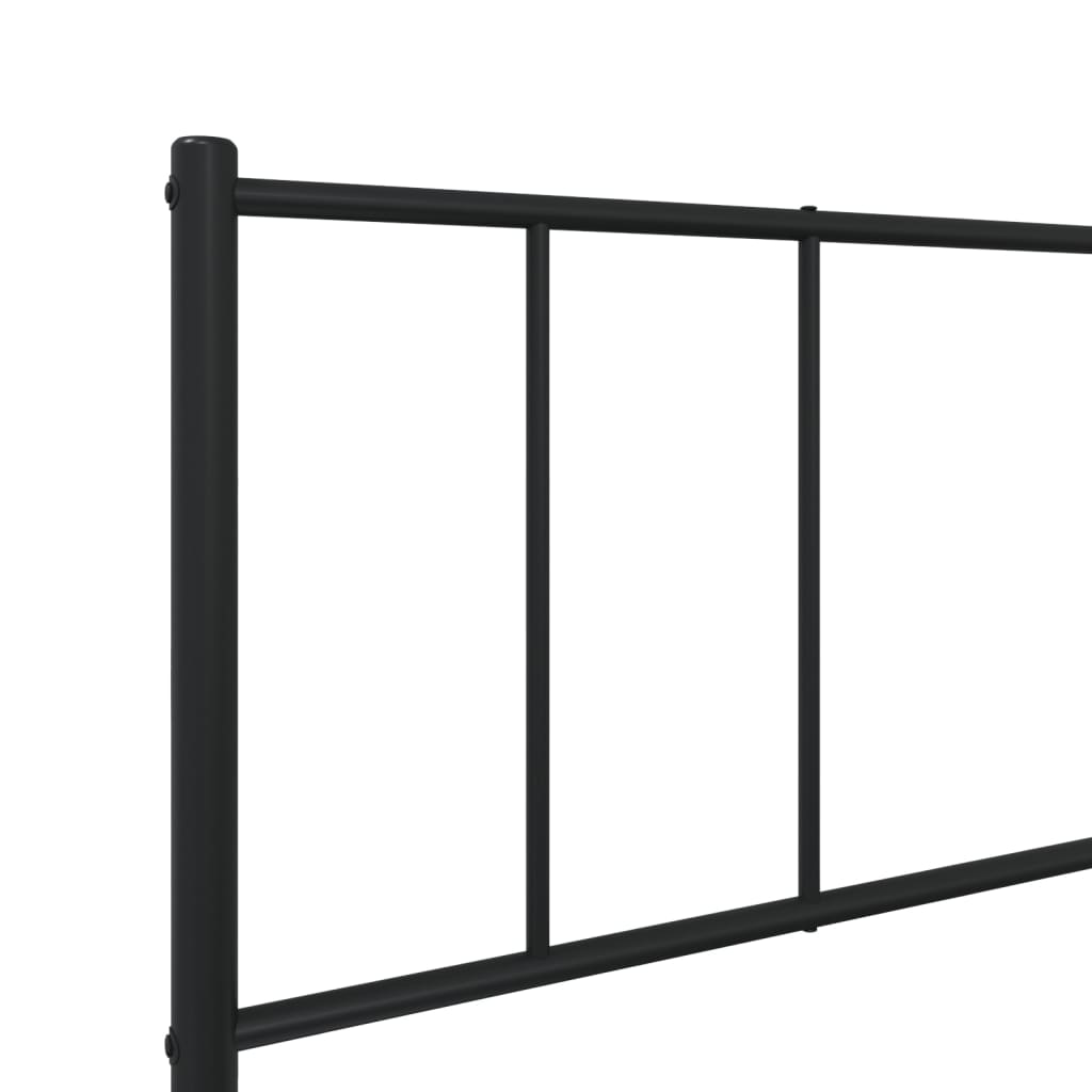 Black Metal Bed Frame with Headboard, 90x190cm, No Mattress