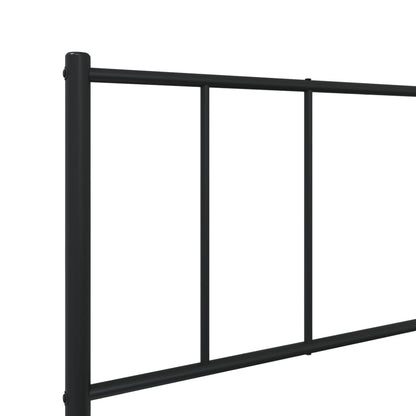Black Metal Bed Frame with Headboard, 90x190cm, No Mattress