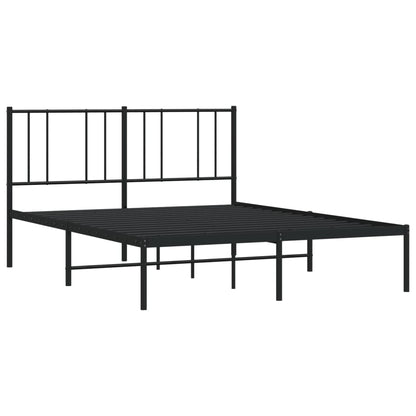Black Metal Bed Frame with Headboard, 120x190cm - No Mattress